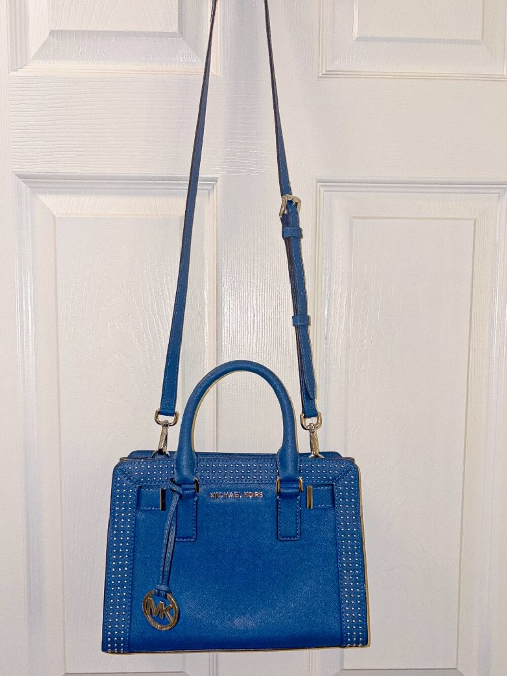 Michael Kors Dillon Satchel - Studded Cobalt Blue - Picture 2 of 4